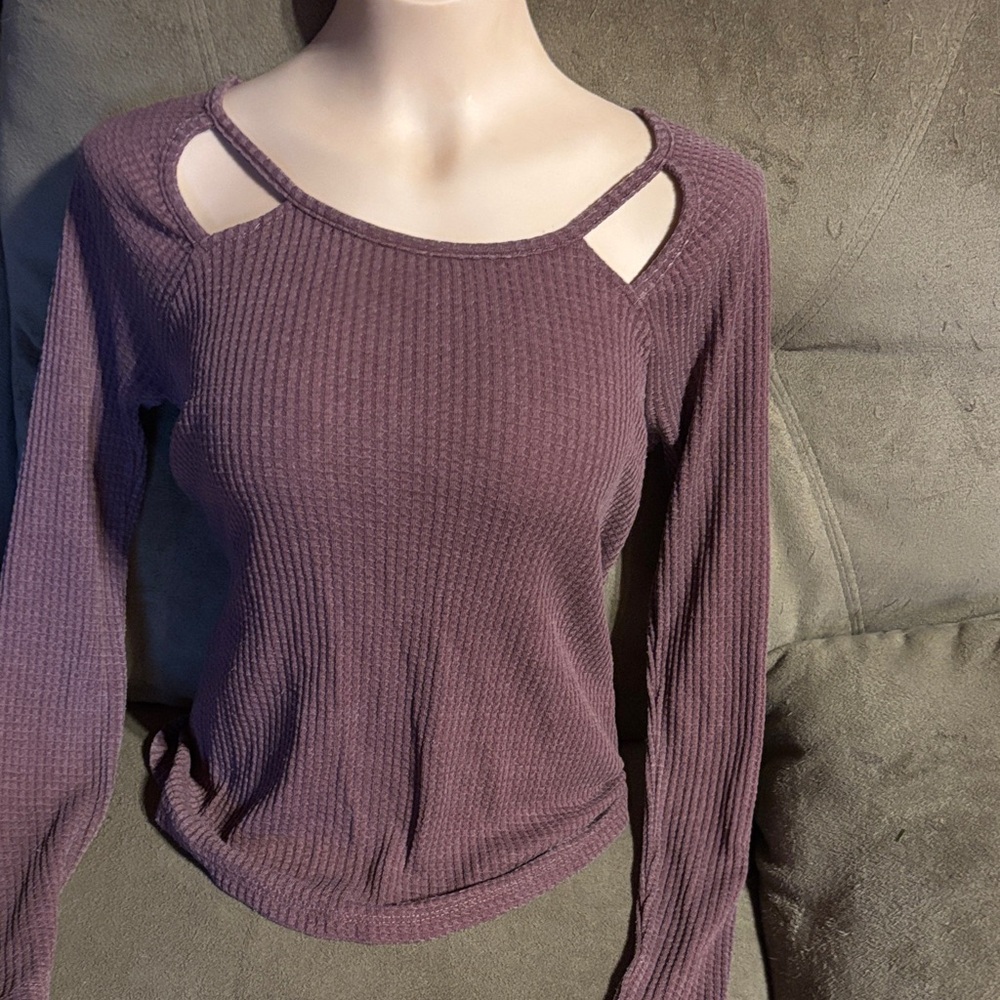 Others Follow Mauve Cutout Long Sleeve Top